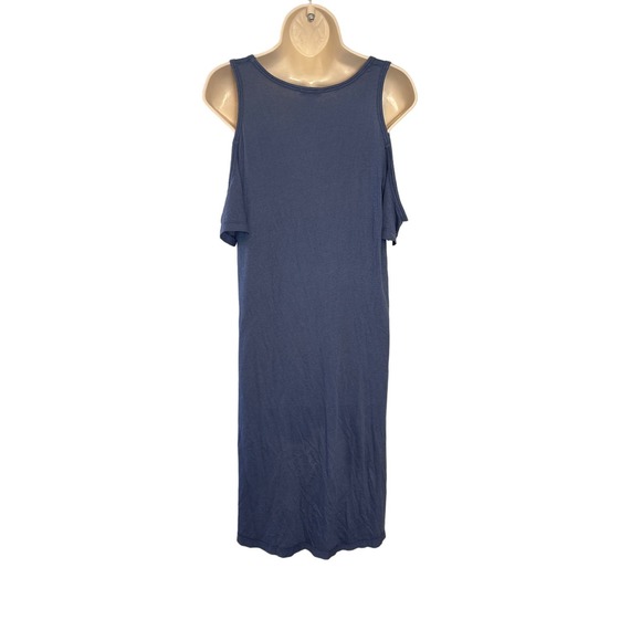 Splendid Women's Blue Cold Shoulder Short Sleeve A-Line‎ Dress Pockets Medium - Picture 3 of 9